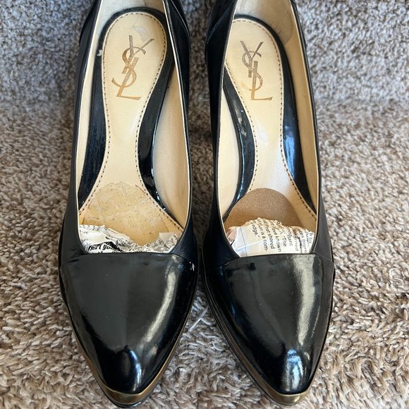 Yves Saint Laurent Women's Black Patent Leather Heels - Picture 4 of 11